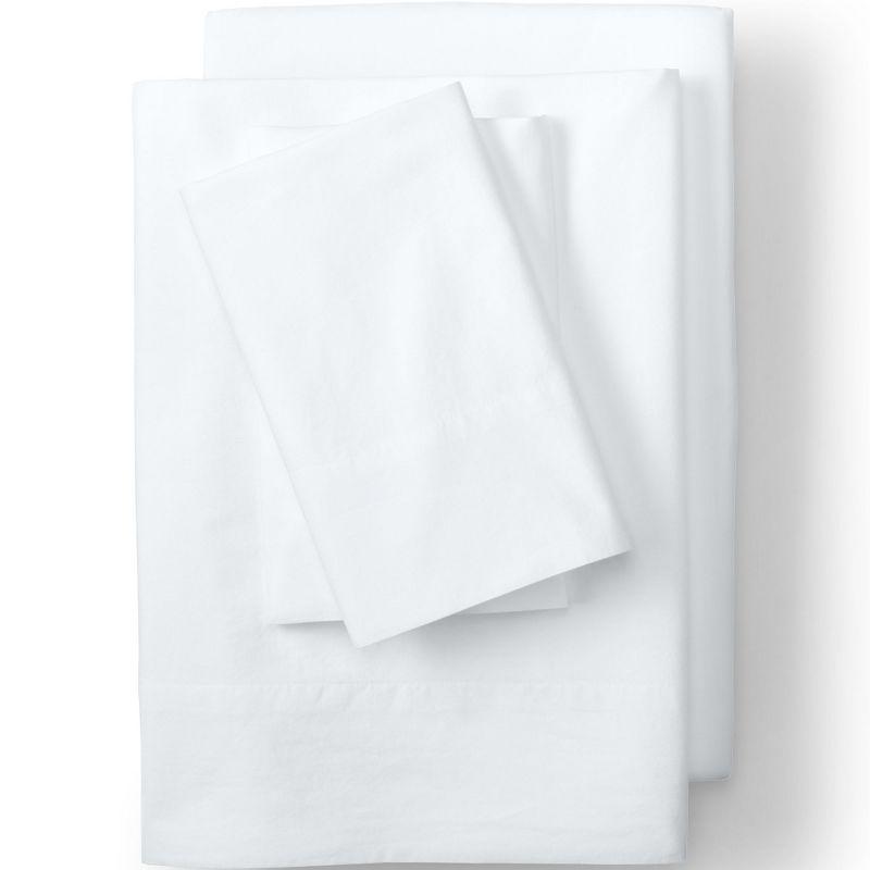 Lands' End Essential Garment Washed Cotton Bed Pillowcases - King - White