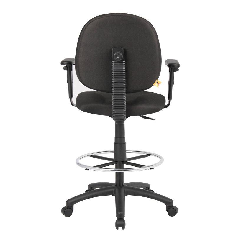 Drafting Stools with Adjustable Arms Black - Boss Office Products: Pneumatic Lift, 275lb Capacity, Nylon Base