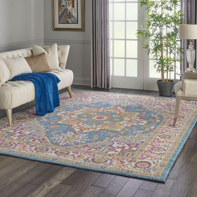 Nourison Passion Colorful Center Medallion Indoor Area Rug Teal Multicolor 6'7" x 9'6"