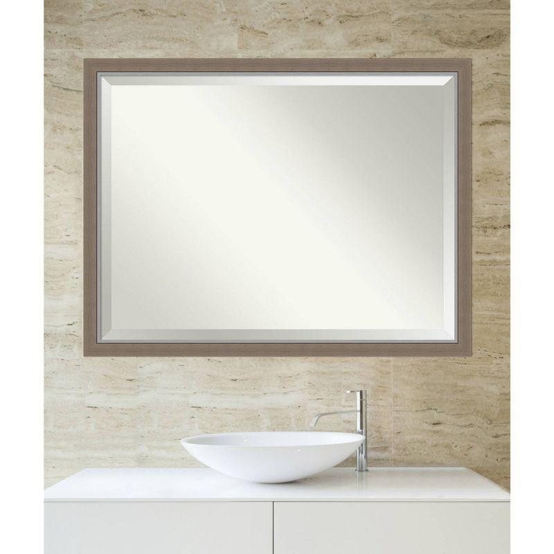 43" x 33" Eva Framed Bathroom Vanity Wall Mirror Brown - Amanti Art: Polystyrene Frame, Beveled Glass, Wall Mount