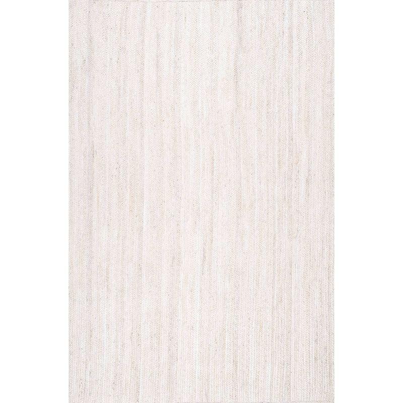 Hand-Braided Off White Jute 4' x 6' Reversible Area Rug