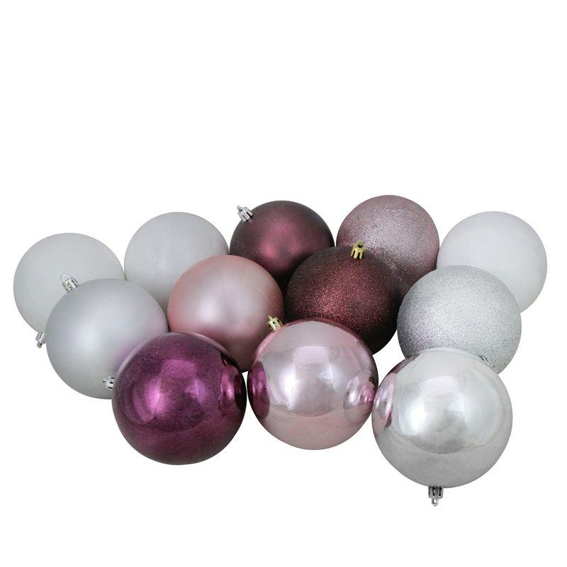 Mulberry and Silver Shatterproof Plastic Christmas Ball Ornament Set