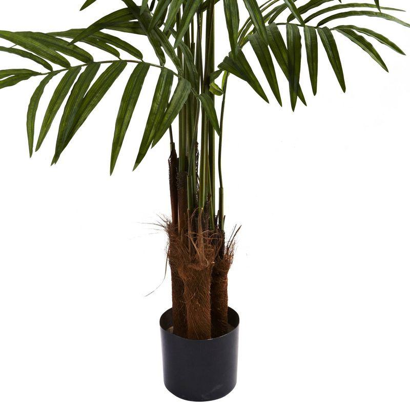 Nearly Natural 60" Artificial Big Palm Tree in Pot Black: Indoor Faux Palm, No Assembly, Summer Decor