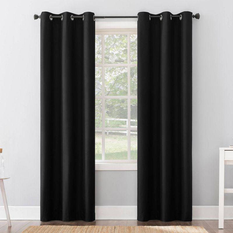 Black Thermal Blackout Grommet Curtain Panel