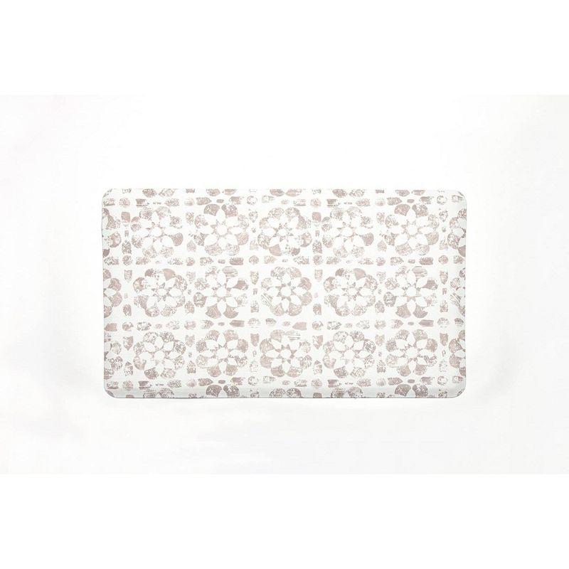 Taupe and White Floral Anti-Fatigue Comfort Mat, 32" x 20"