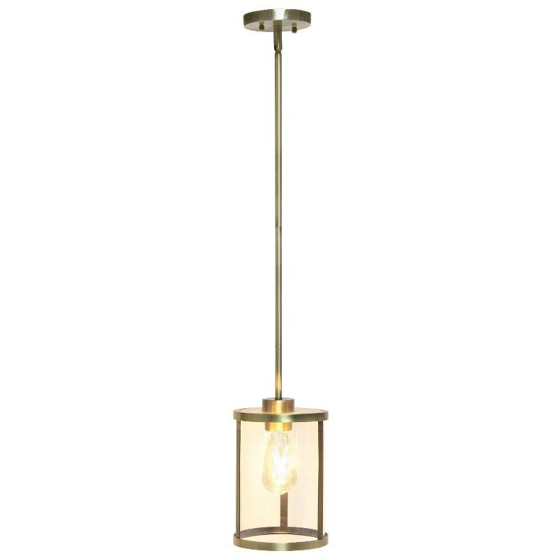 Antique Brass Farmhouse 55" Adjustable Clear Glass Pendant Light