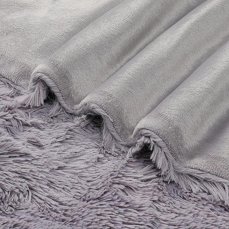 Kate Aurora Regal Luxe Oversized Ultra Soft & Fuzzy Lined Accent Throw Blanket - 50 in. W x 70 in. L - Light Gray