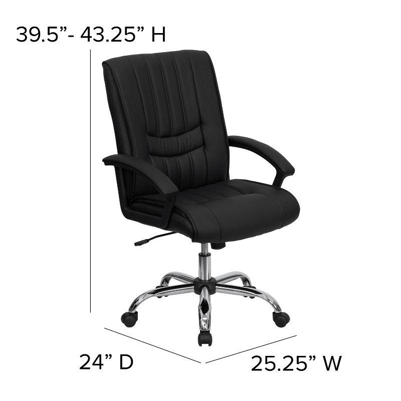 ErgoComfort Black LeatherSoft Mid-Back Swivel Executive Chair