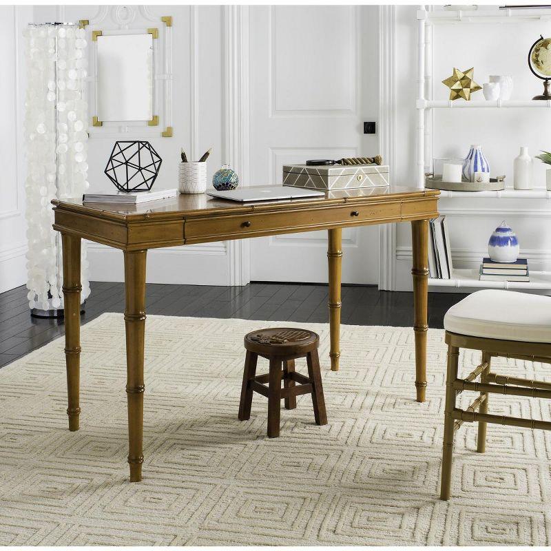 Transitional Bamboo-Inspired Single Drawer Writing Desk - Brown