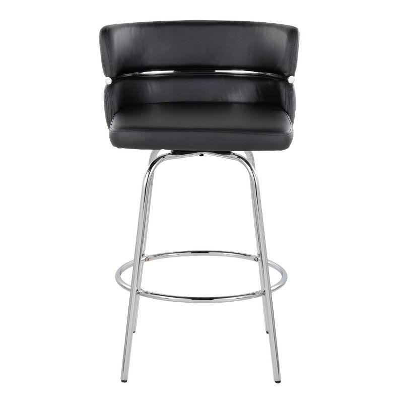 LumiSource Set of 2 Cinch-Claire Counter Height Barstools Chrome/Black: Swivel, Upholstered Velvet, Footrest