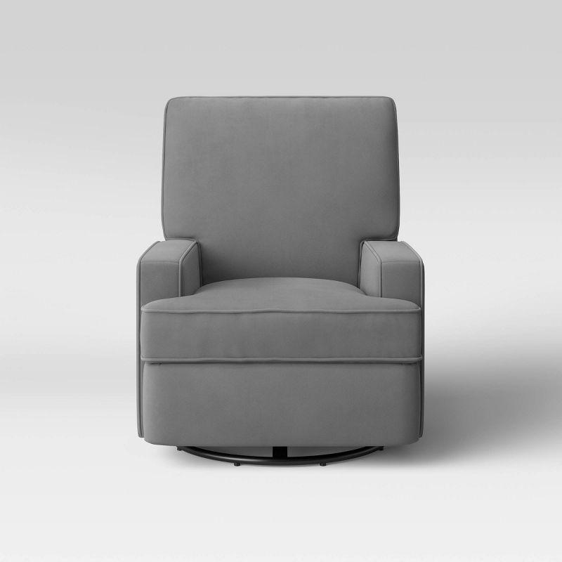 Gray Swivel Gliding Recliner with Track Arms