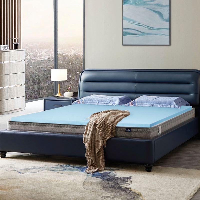 Queen Size Blue Gel Memory Foam Mattress Topper