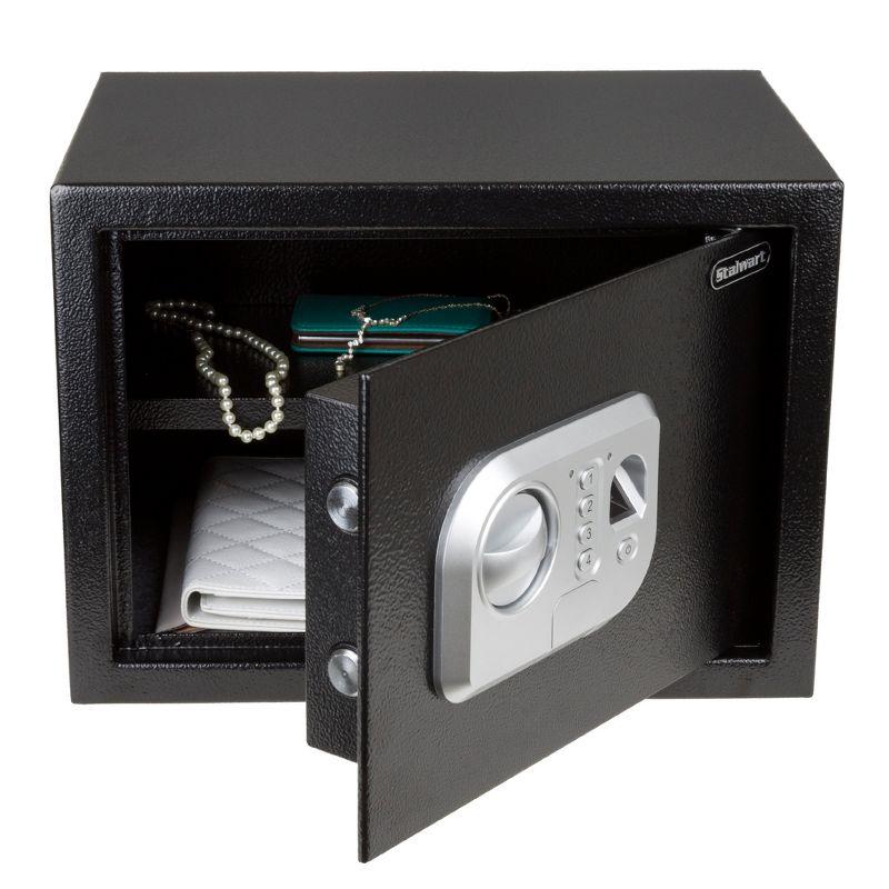 Stalwart Stalwart Electronic Safe - Digital Biometric Fingerprint Lock Box with 2 Override Keys (Black)