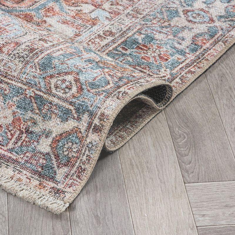 World Rug Gallery Vintage Distressed Machine Washable Area Rug- RED 5' X 7'