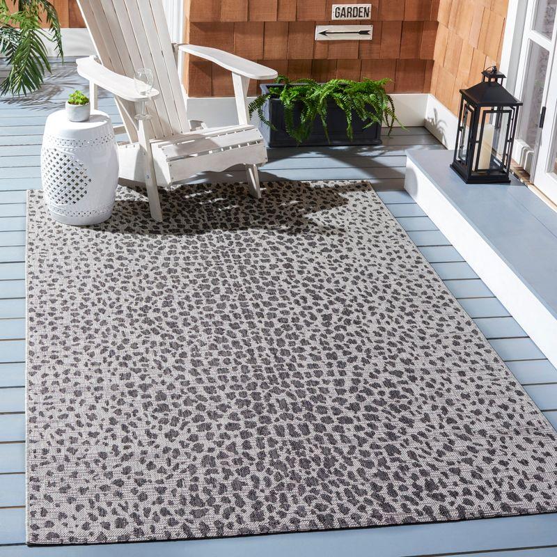 Courtyard Gray and White Synthetic Indoor/Outdoor Area Rug