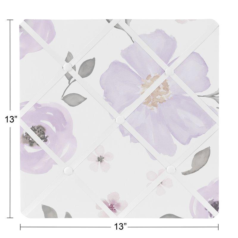 Sweet Jojo Designs Girl Fabric Photo Memo Board Watercolor Floral Purple Pink and Grey