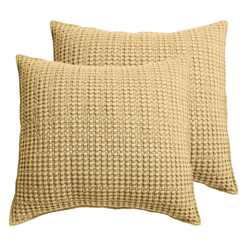 Ochre Cotton Waffle Weave Euro Shams Set of 2