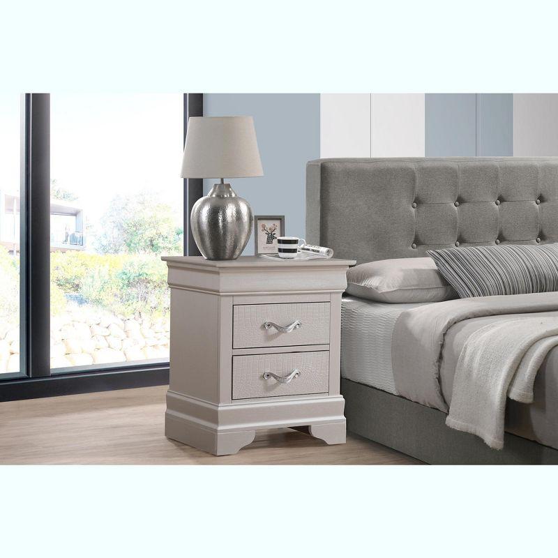 Passion Furniture Lorana 2-Drawer Champagne Nightstand (24 in. H x 21 in. W x 16 in. D)
