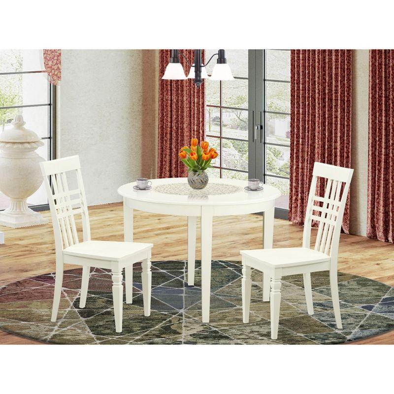 Linen White 3-Piece Wood Dining Set with Upholstered Chairs