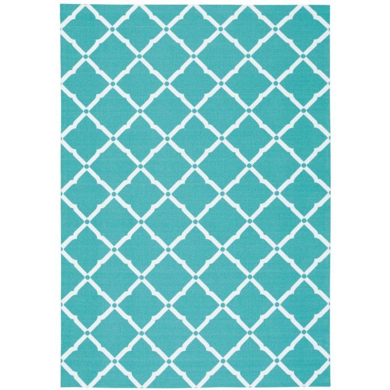 Aqua Floral Bliss 5' x 7' Synthetic Indoor/Outdoor Area Rug