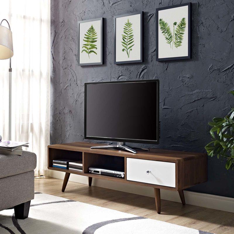 Transmit TV Stand for TVs up to 55" Brown - Modway: Wood Laminate, Metal Hardware, Integrated Mount