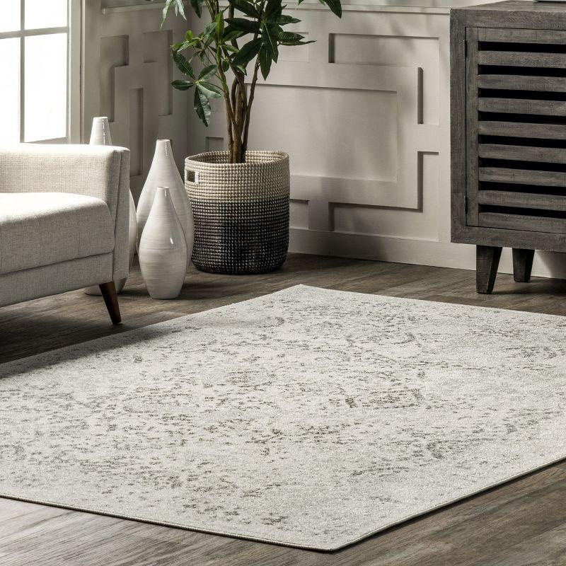 Ivory Synthetic Easy-Care Rectangular Vintage Area Rug