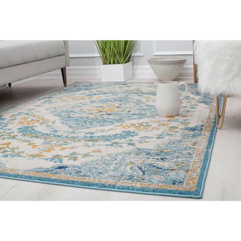 Rugs America Harper HY50C Fresh Chicory Transitional Vintage Ivory Area Rug for Dining Room Rug Neutral Rug Living Room Rug Kitchen, 2'6"x4'