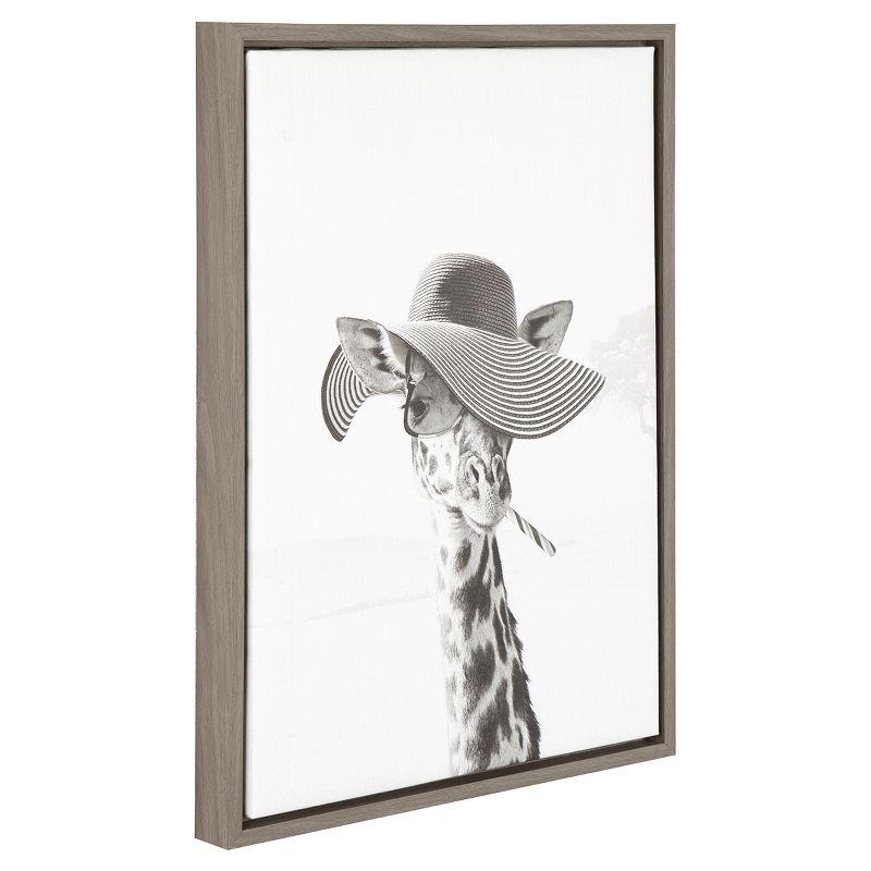 Sarifa Giraffe Black and White Framed Canvas Art