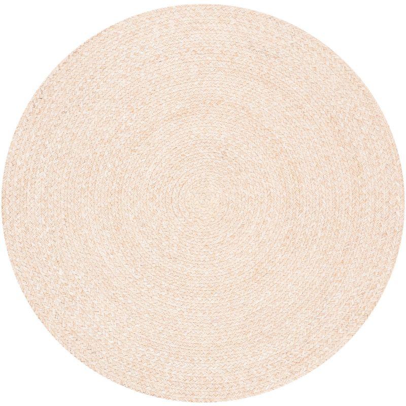 Beige Braided Handwoven Round Synthetic Area Rug