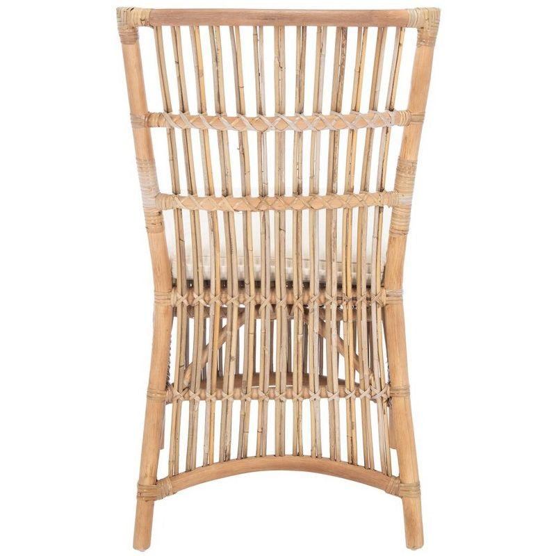 Erika Rattan Accent Chair W/ Cushion - ACH6511 - Set of 2 - White/Natural Unfinished - Safavieh