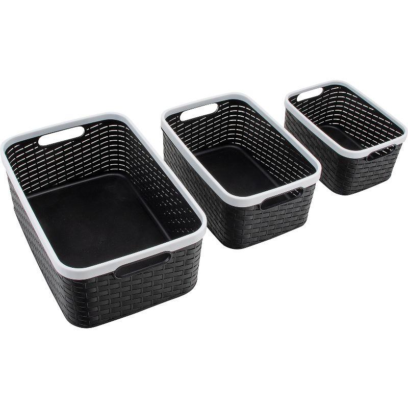 Advantus Open Lid Storage Bin Black/White 3/Pack (39220)