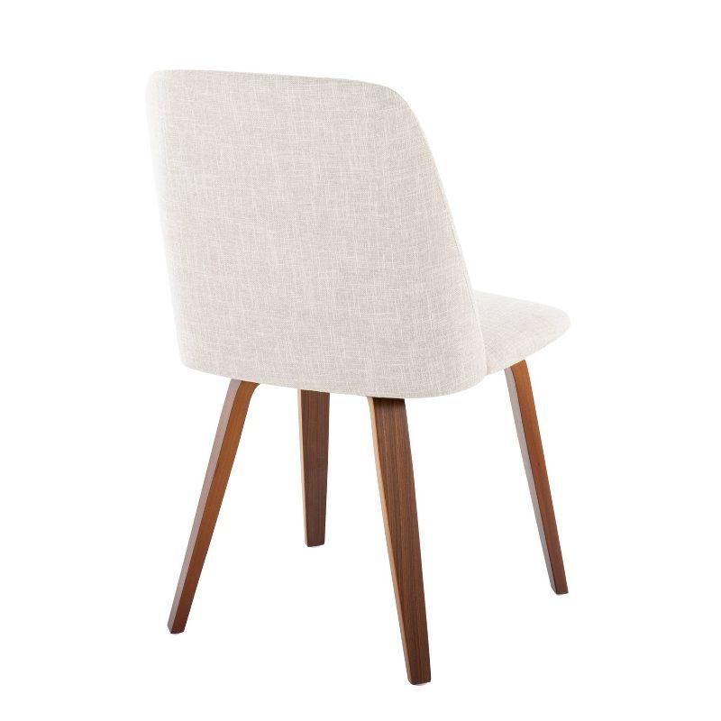 Beige Upholstered Side Chair with Walnut Wood Legs, Set of 2