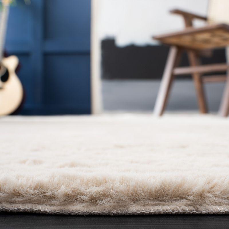 Luxurious Hand-Knotted Faux Sheepskin Shag Area Rug, Beige 2' x 3'