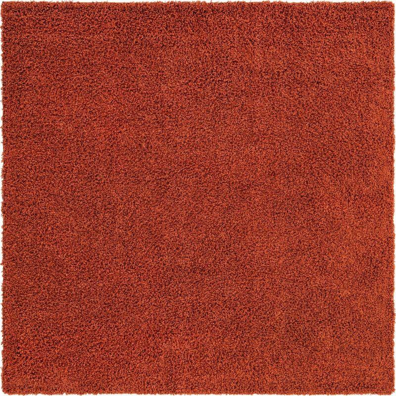 Kids' Playful Square Shag Rug in Vibrant Red-Orange