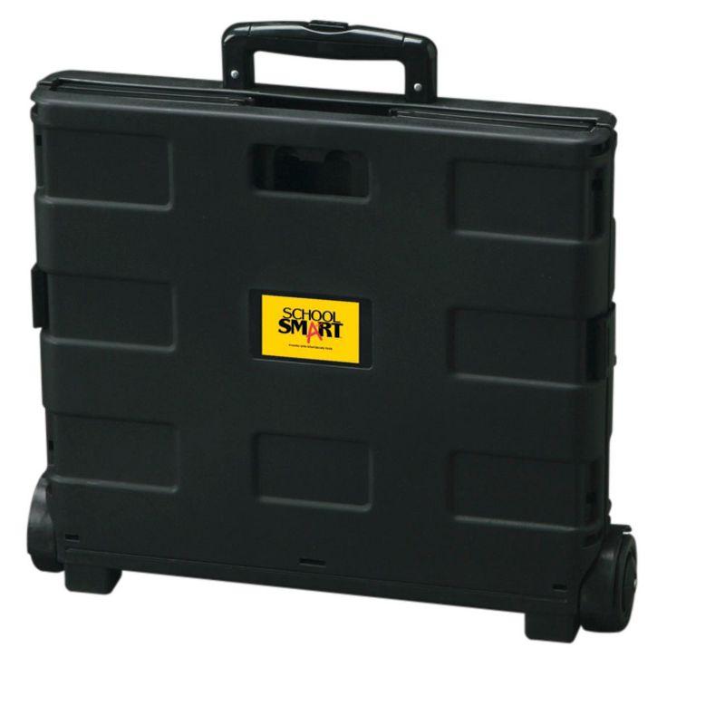 School Smart Folding Storage Cart on Wheels, Large, 16-1/4 x 13 x 13-1/2 Inches, Black