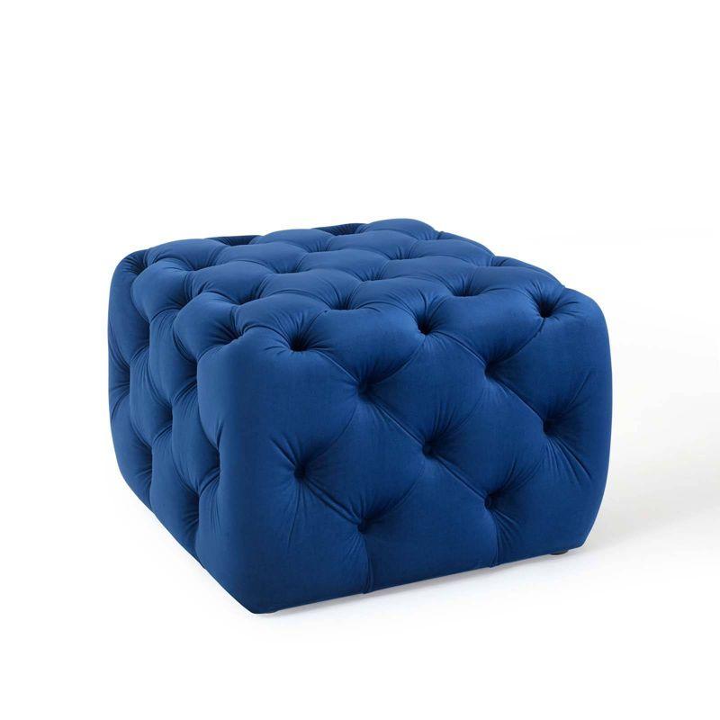 Anthem Navy Tufted Square Performance Velvet Ottoman