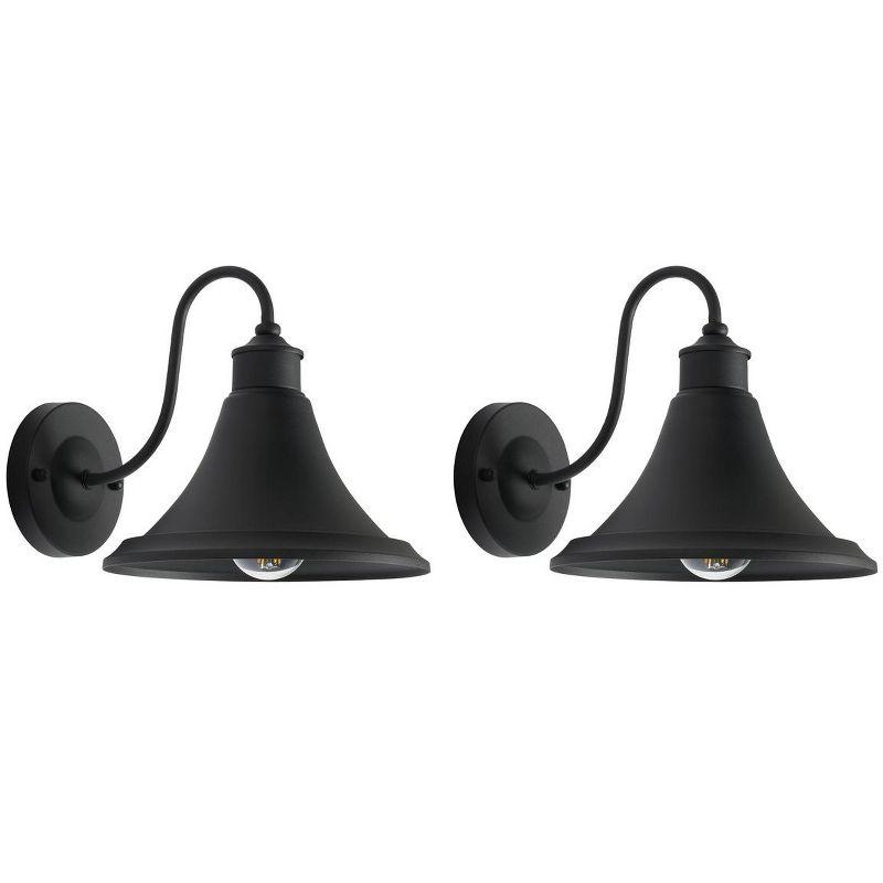 Graylyn 9" Outdoor Wall Sconce (Set of 2) - PLT7016 - Black - Safavieh