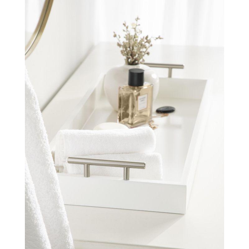 Kate and Laurel Lipton Tray, 10x24, White and Silver