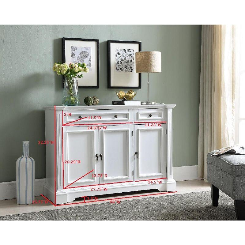 Kings Brand Furniture White Finish Wood Buffet Breakfront Cabinet Console Table With Storage, Drawers, Shelves