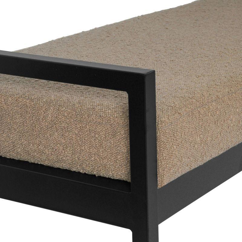 Modern Metal Faux Shearling Bench Brown - HomePop