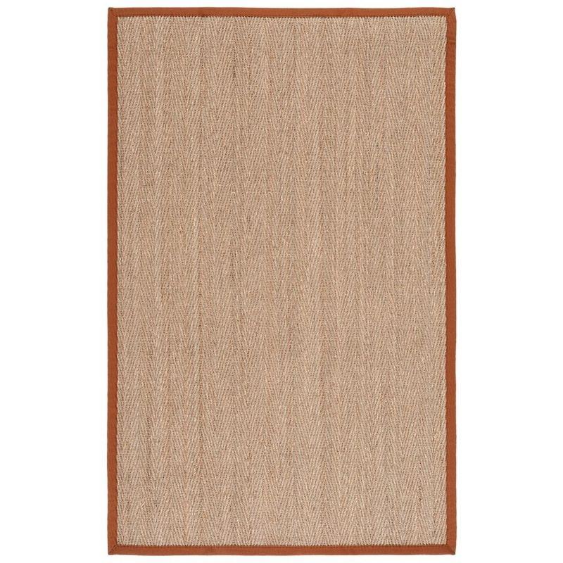 Coastal Charm Hand-Knotted Herringbone Natural & Brown Cotton Rug - 5' x 8'