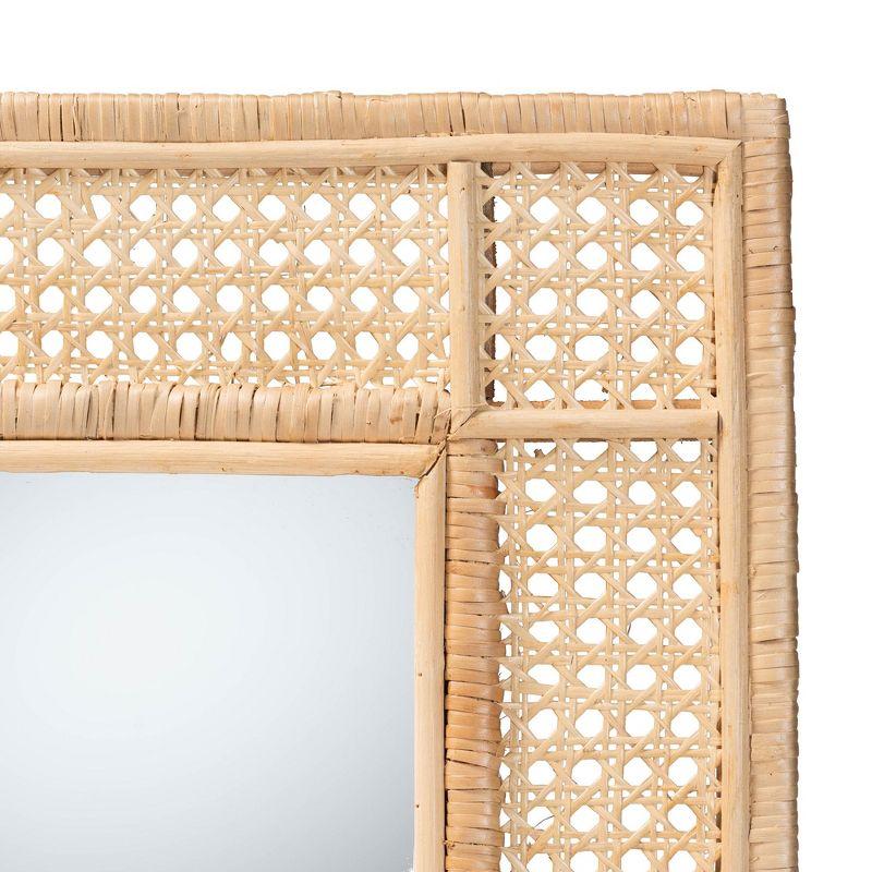 bali & pari Josepha Modern Bohemian Natural Brown Rattan Accent Wall Mirror