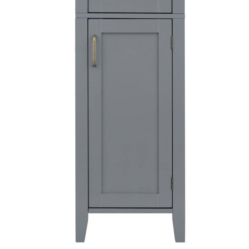 Mercer Mid Century Modern Wooden Linen Tower Cabinet Gray - Elegant Home Fashions