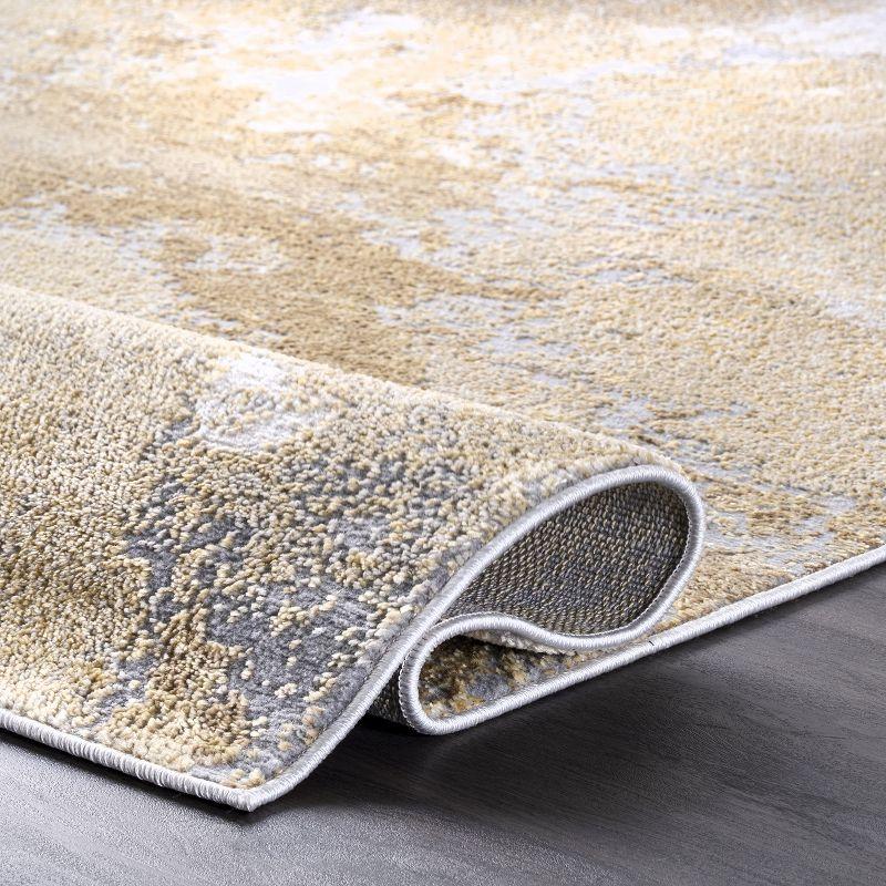 Reversible Gold Abstract Synthetic 25" Rectangular Rug