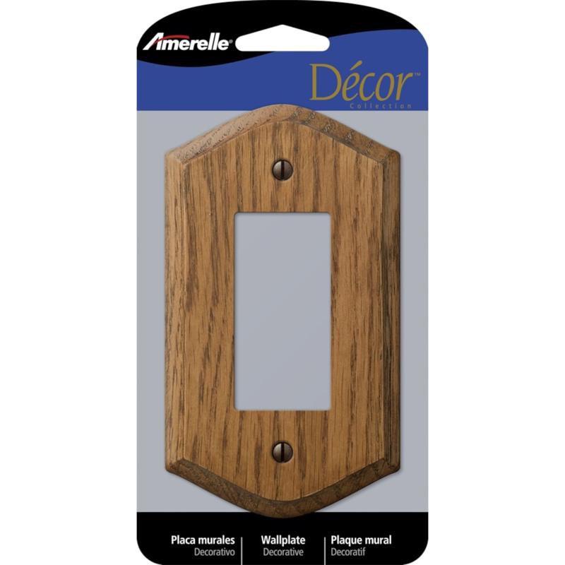 Amerelle Medium Oak 1-Gang Rocker Wall Plate