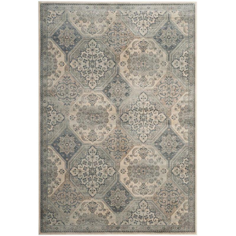Vintage VTG128 Power Loomed Indoor Skid-Resistant Area Rug - Cream/Blue - 5'3"x7'6" - Safavieh