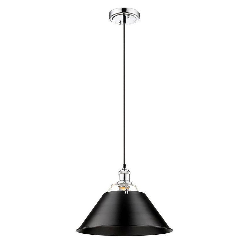 Orwell 14" Matte Black and Clear Glass Industrial Pendant Light