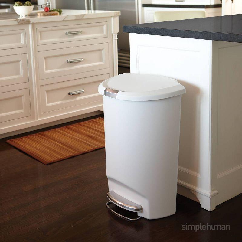 simplehuman 50L Semi Round Plastic Step Trash Can