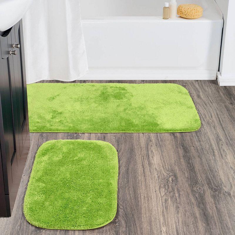 2pc Traditional Nylon Washable Bathroom Rug Set Lime - Garland Rug: Machine Made, Tufted, Latex Backing