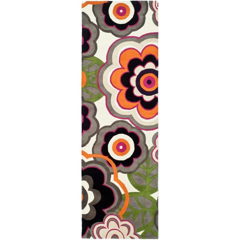 Multicolor Floral Hand-Tufted Wool and Viscose Runner Rug